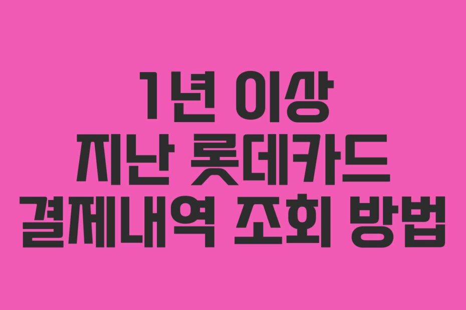 1년 이상 지난 롯데카드 결제내역 조회 방법