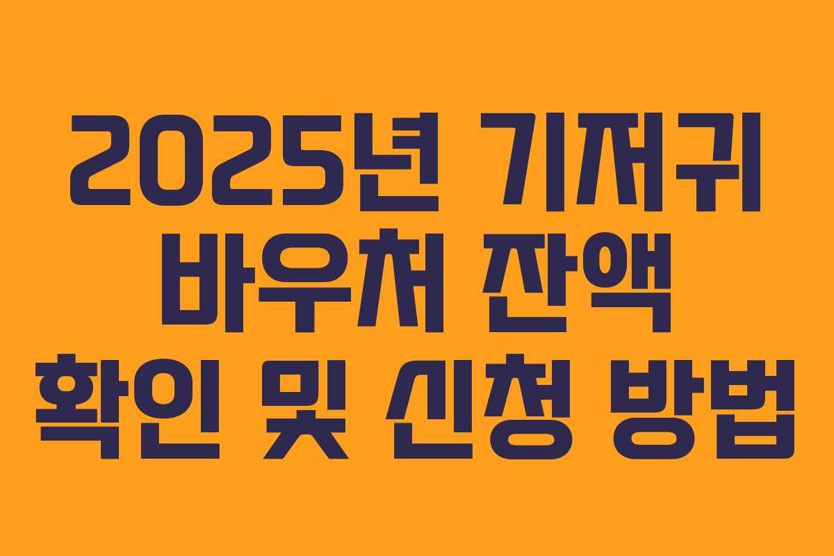2025년 기저귀 바우처 잔액 확인 및 신청 방법