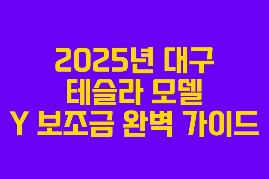 2025년 대구 테슬라 모델 Y 보조금 완벽 가이드