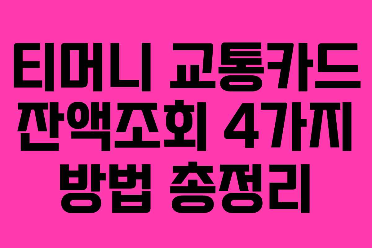티머니 교통카드 잔액조회 4가지 방법 총정리