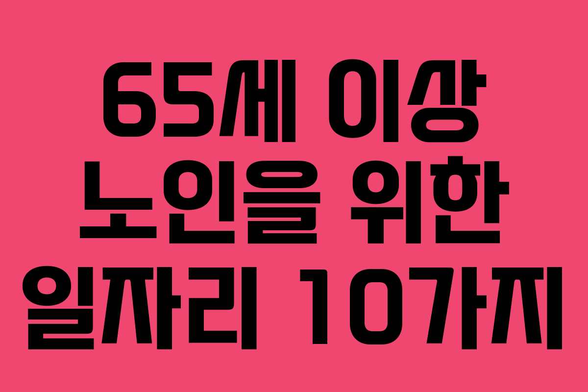 65세 이상 노인을 위한 일자리 10가지