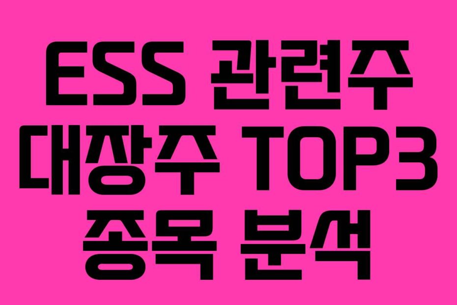 ESS 관련주 대장주 TOP3 종목 분석