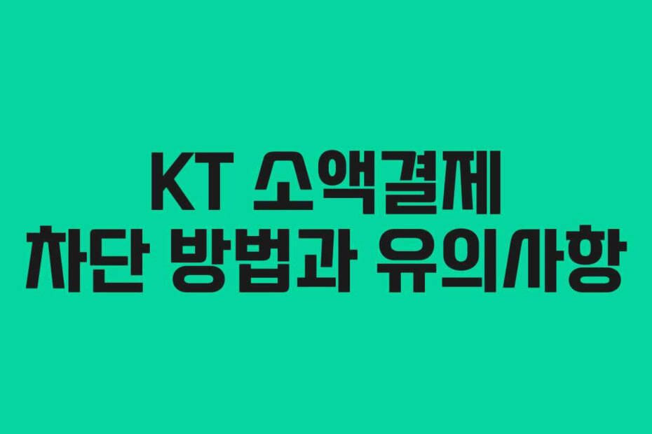 KT 소액결제 차단 방법과 유의사항