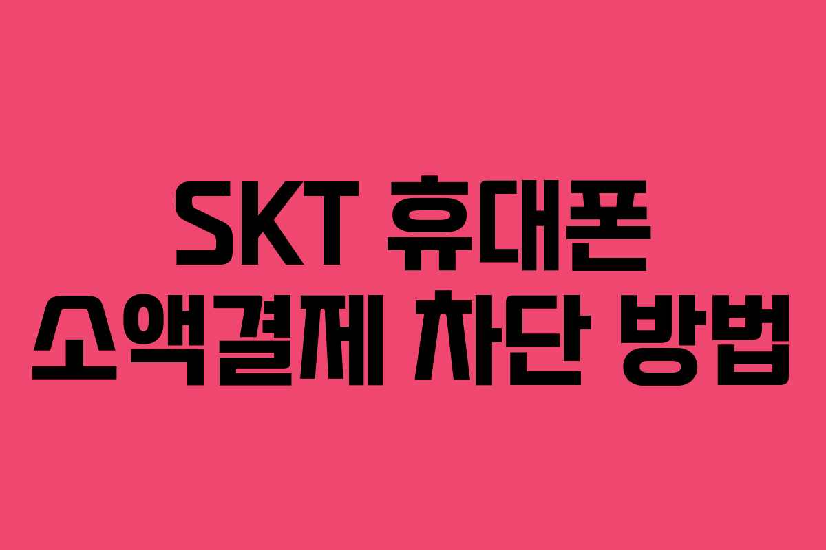 SKT 휴대폰 소액결제 차단 방법
