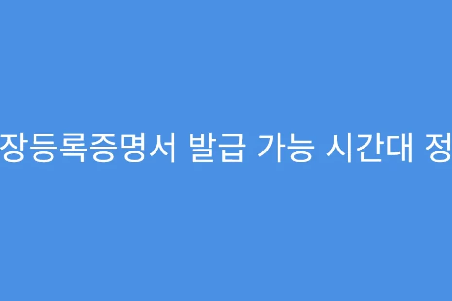공장등록증명서 발급 가능 시간대 정리