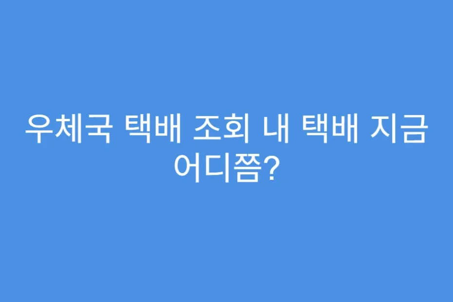 우체국 택배 조회 내 택배 지금 어디쯤?