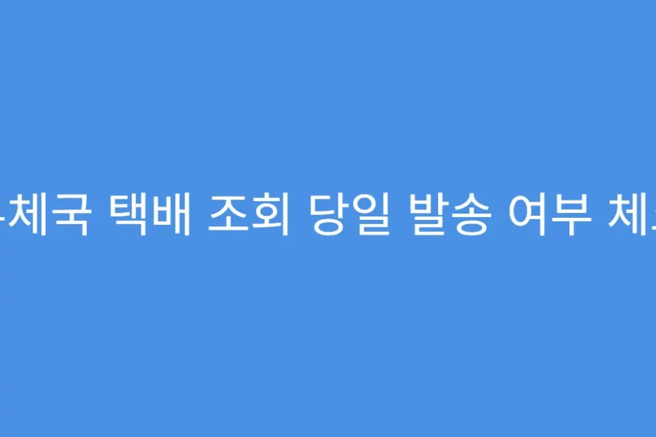 우체국 택배 조회 당일 발송 여부 체크