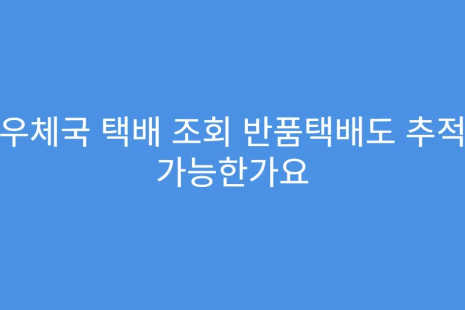 우체국 택배 조회 반품택배도 추적 가능한가요