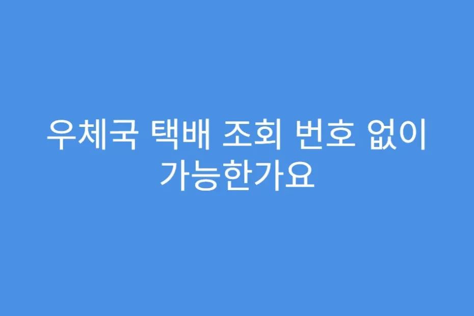 우체국 택배 조회 번호 없이 가능한가요