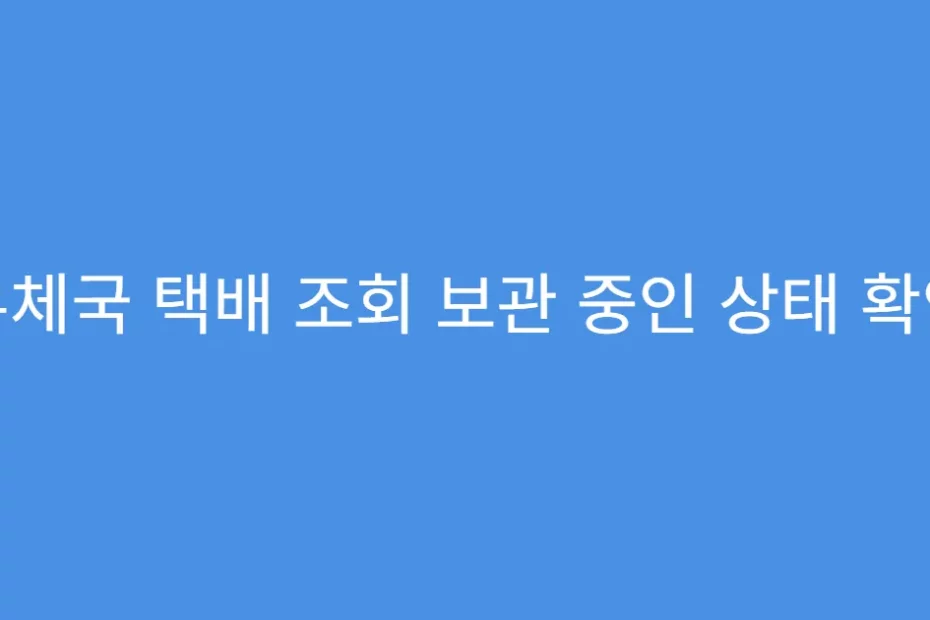 우체국 택배 조회 보관 중인 상태 확인