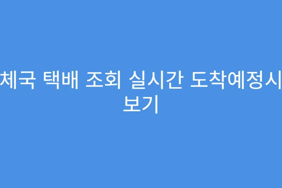 우체국 택배 조회 실시간 도착예정시간 보기