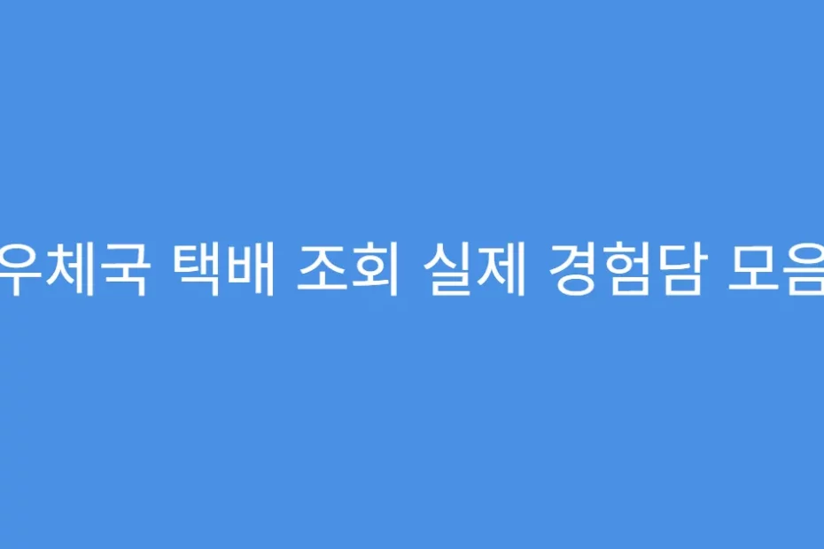 우체국 택배 조회 실제 경험담 모음
