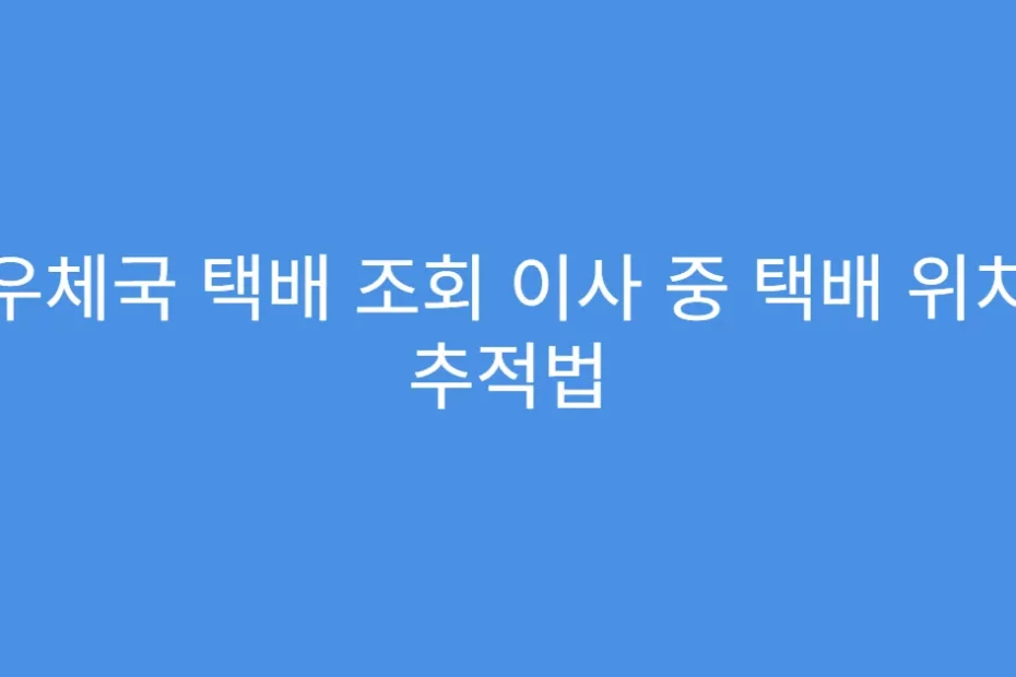 우체국 택배 조회 이사 중 택배 위치 추적법