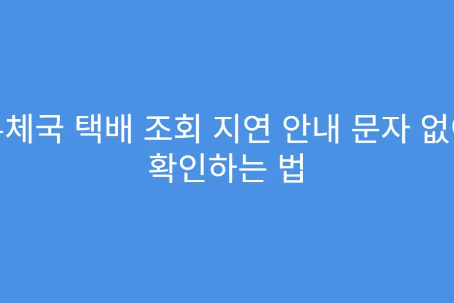 우체국 택배 조회 지연 안내 문자 없이 확인하는 법