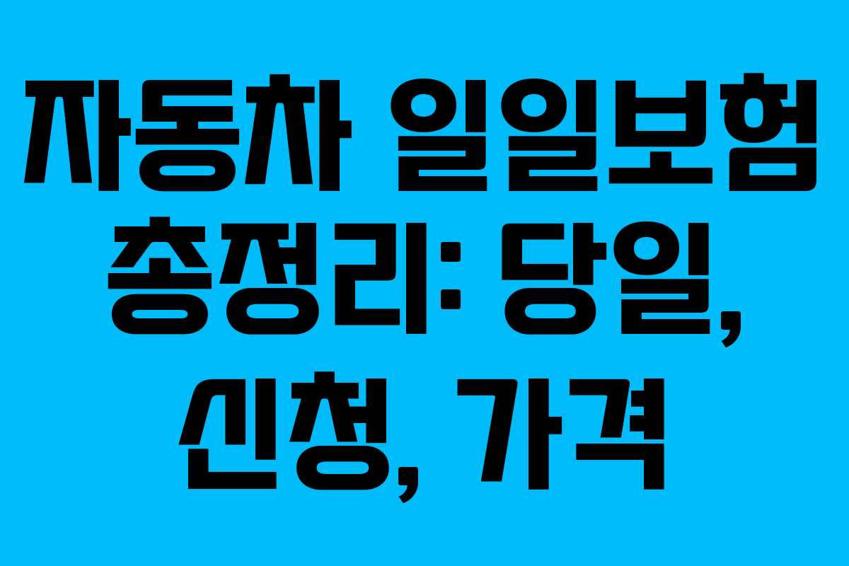 자동차 일일보험 총정리: 당일, 신청, 가격
