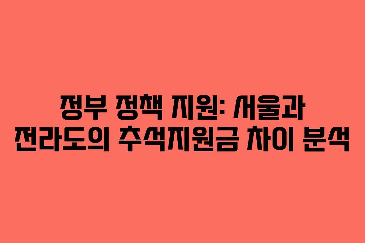 정부 정책 지원: 서울과 전라도의 추석지원금 차이 분석