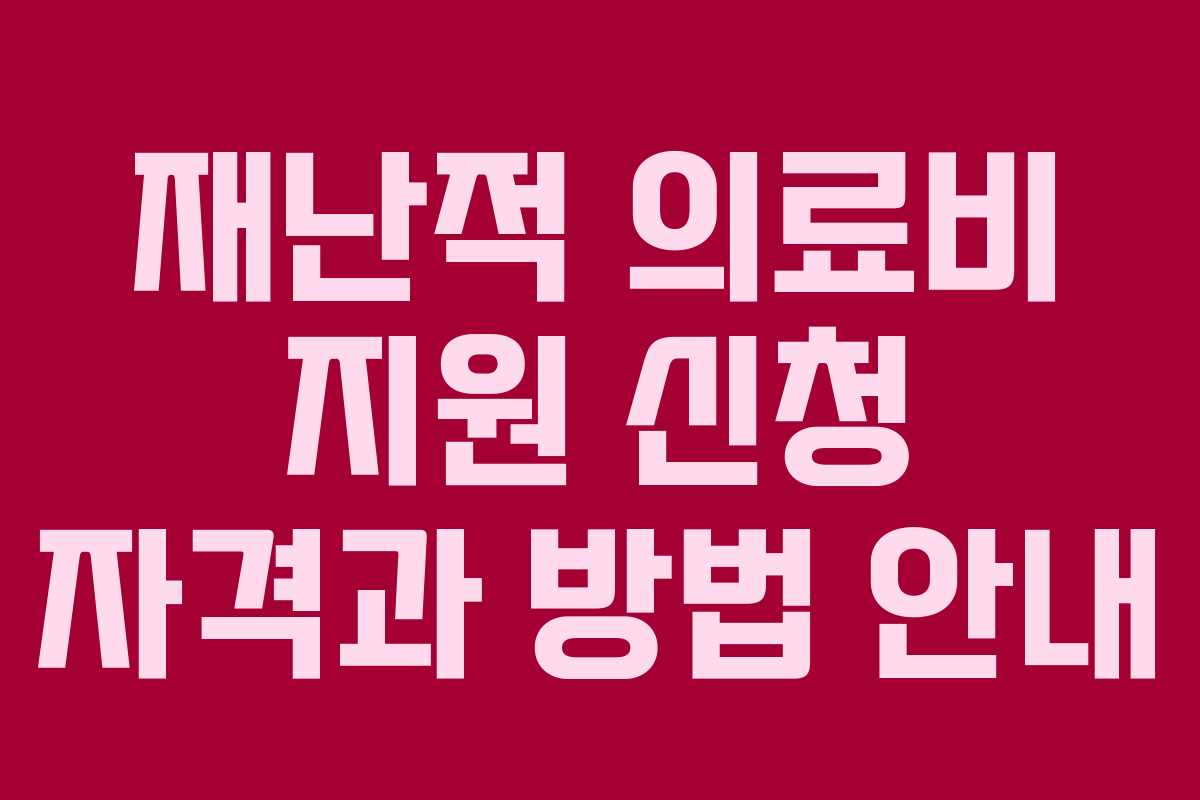 재난적 의료비 지원 신청 자격과 방법 안내