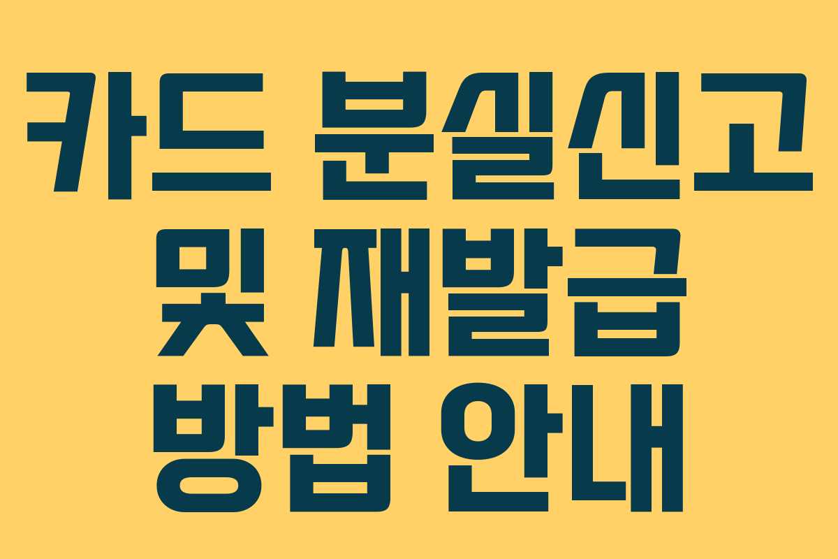 카드 분실신고 및 재발급 방법 안내