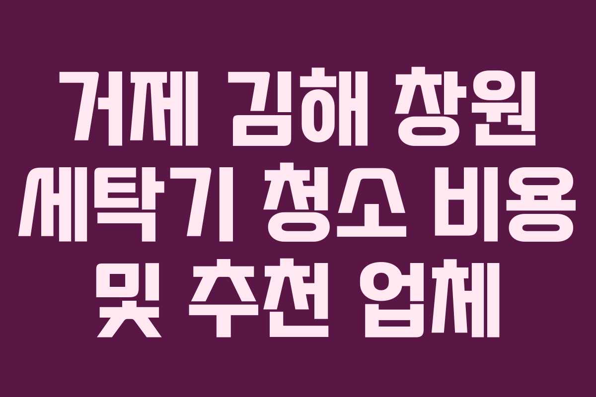 거제 김해 창원 세탁기 청소 비용 및 추천 업체