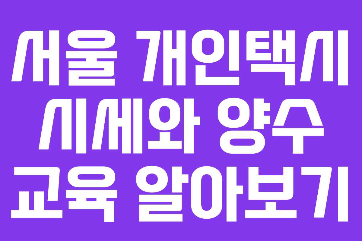 서울 개인택시 시세와 양수 교육 알아보기