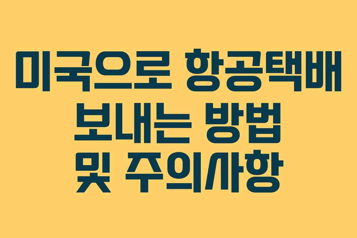 미국으로 항공택배 보내는 방법 및 주의사항