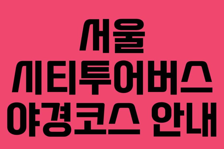 서울 시티투어버스 야경코스 안내
