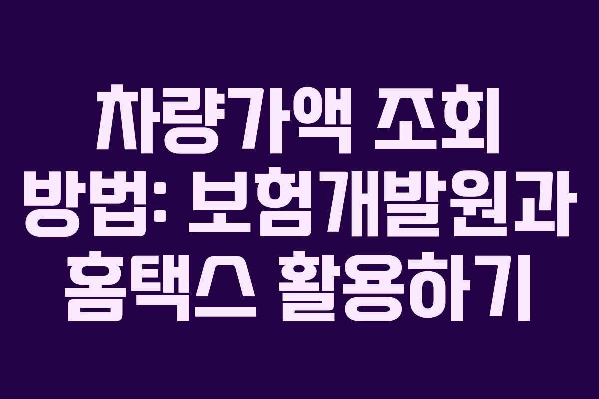 차량가액 조회 방법: 보험개발원과 홈택스 활용하기