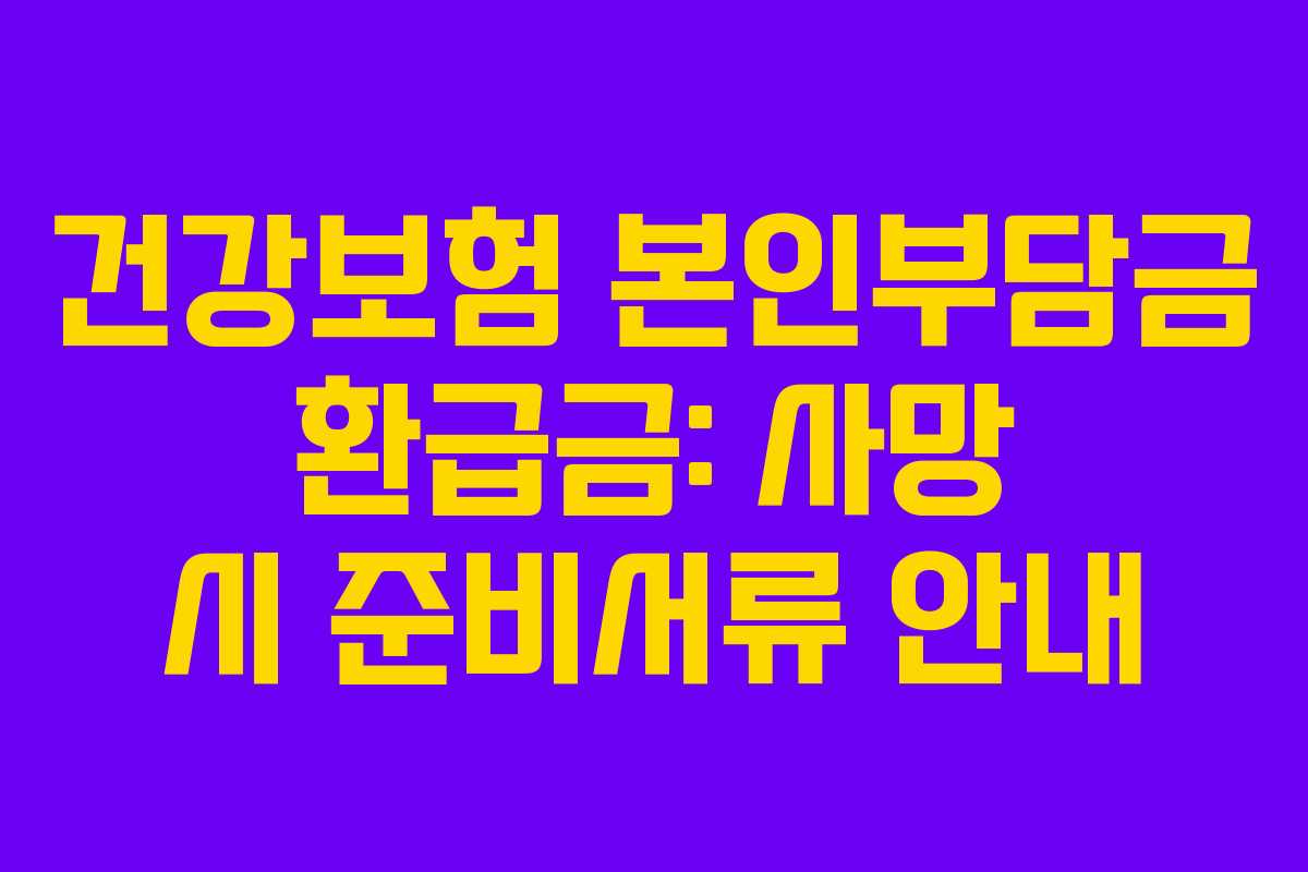 건강보험 본인부담금 환급금: 사망 시 준비서류 안내