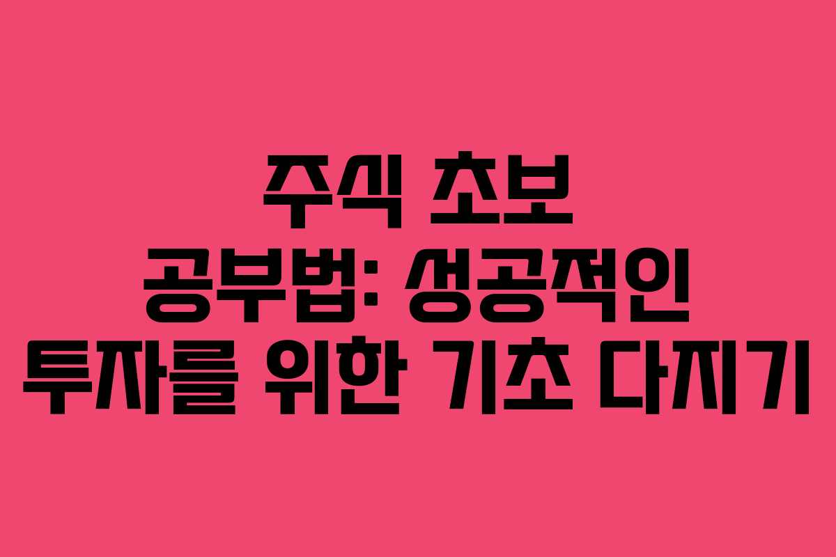 주식 초보 공부법: 성공적인 투자를 위한 기초 다지기