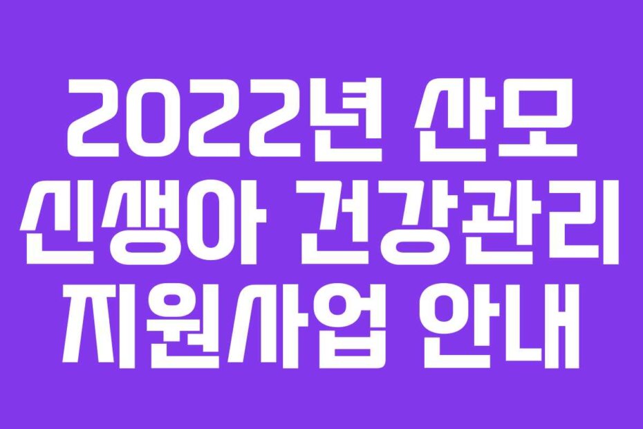 2022년 산모 신생아 건강관리 지원사업 안내