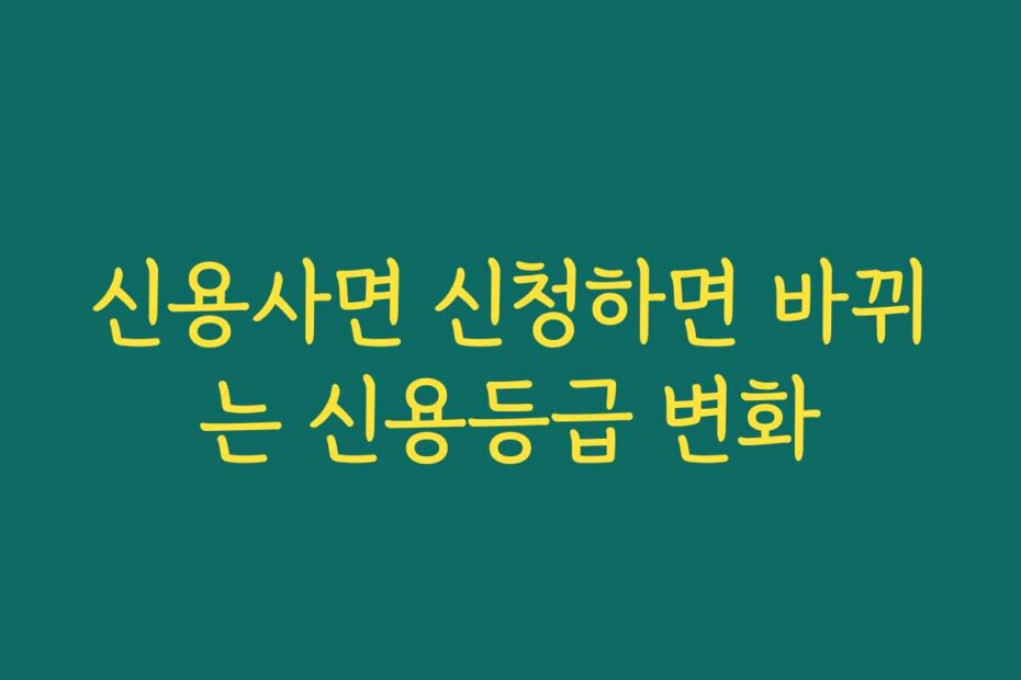신용사면 신청하면 바뀌는 신용등급 변화