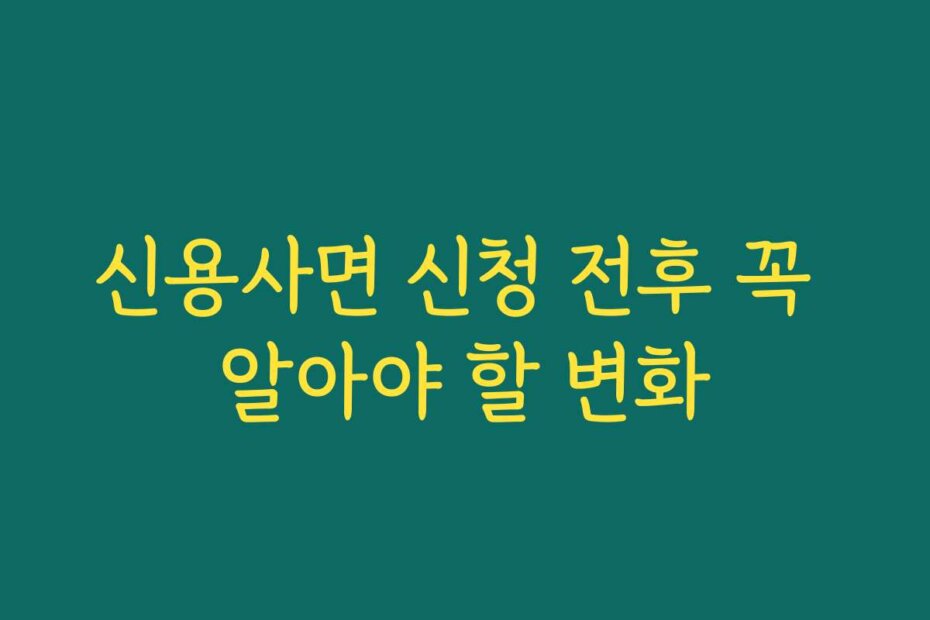 신용사면 신청 전후 꼭 알아야 할 변화