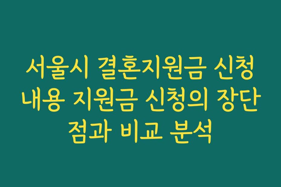 서울시 결혼지원금 신청내용 지원금 신청의 장단점과 비교 분석