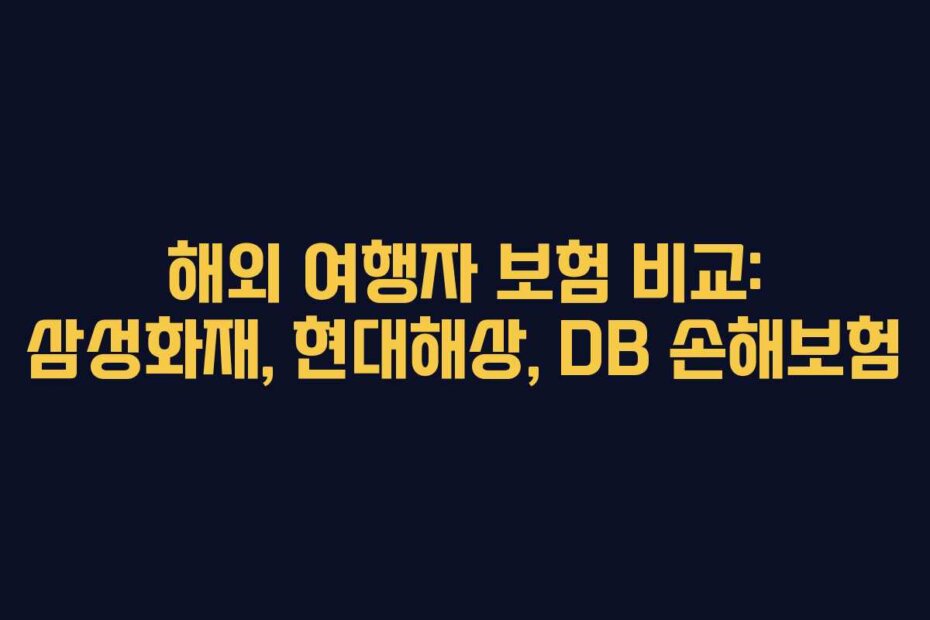 해외 여행자 보험 비교: 삼성화재, 현대해상, DB 손해보험