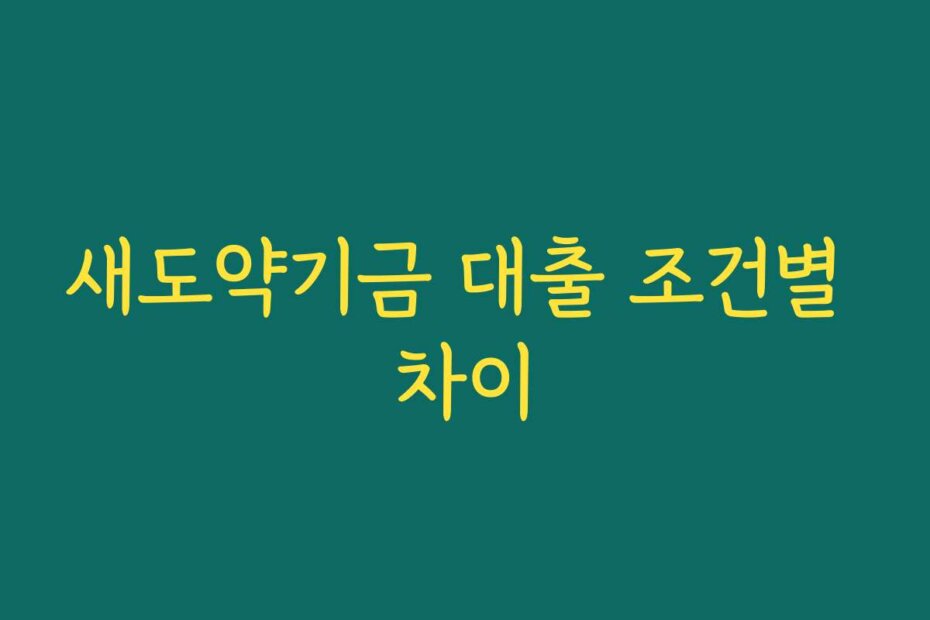 새도약기금 대출 조건별 차이
