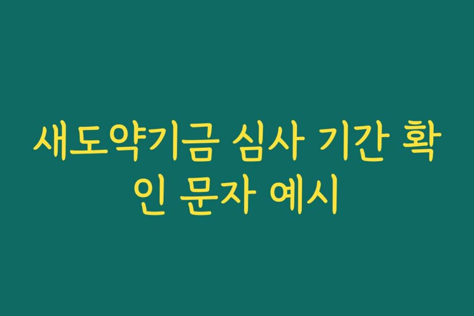 새도약기금 심사 기간 확인 문자 예시