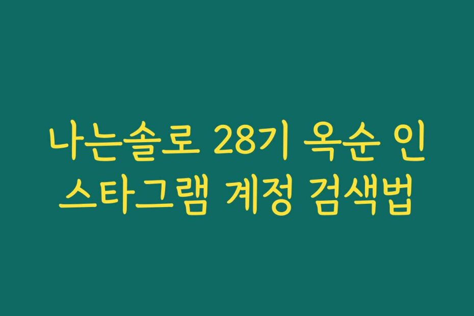 나는솔로 28기 옥순 인스타그램 계정 검색법