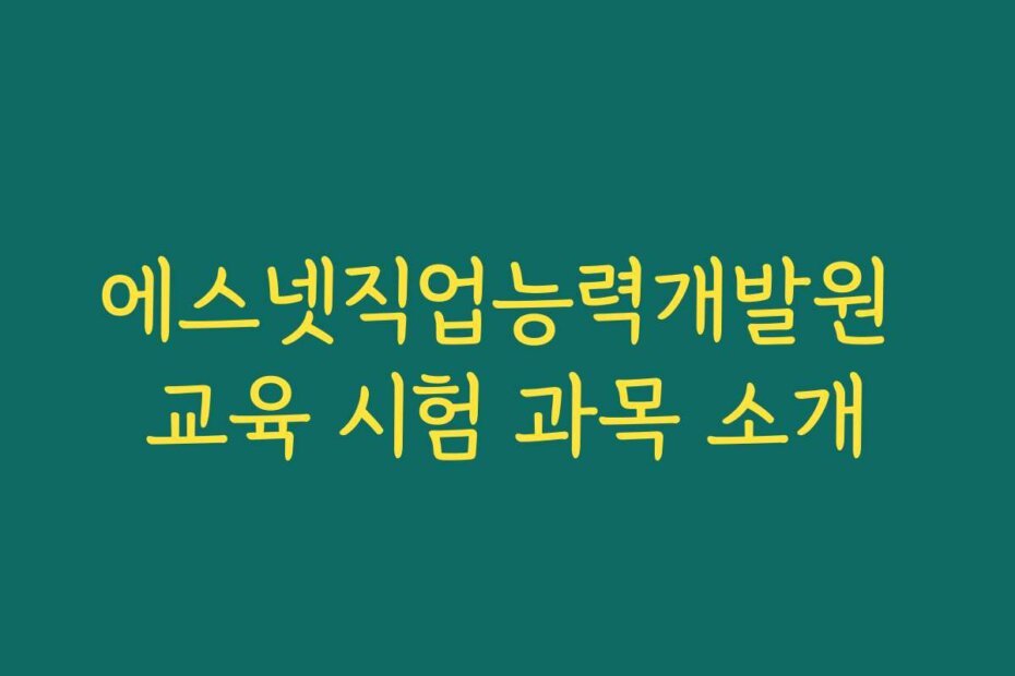 에스넷직업능력개발원 교육 시험 과목 소개