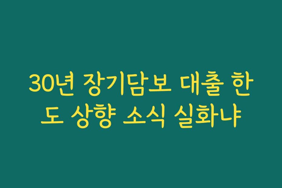 30년 장기담보 대출 한도 상향 소식 실화냐