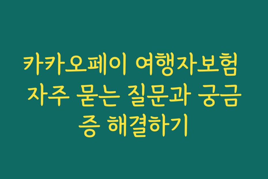카카오페이 여행자보험 자주 묻는 질문과 궁금증 해결하기