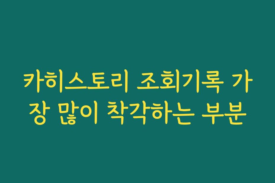 카히스토리 조회기록 가장 많이 착각하는 부분