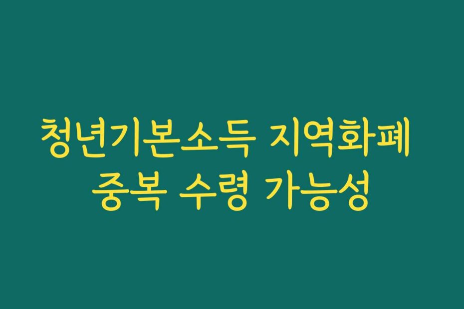 청년기본소득 지역화폐 중복 수령 가능성