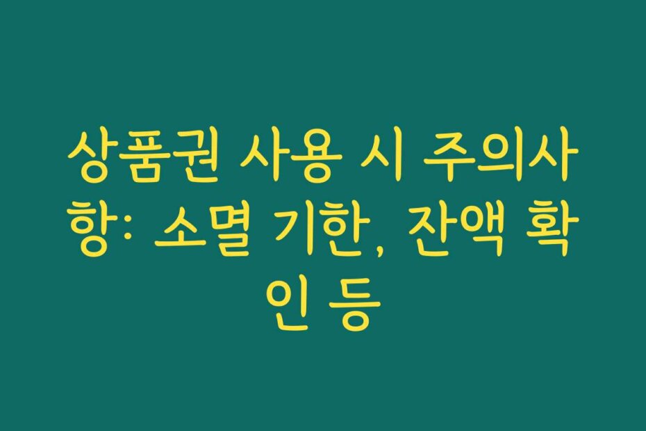 상품권 사용 시 주의사항: 소멸 기한, 잔액 확인 등