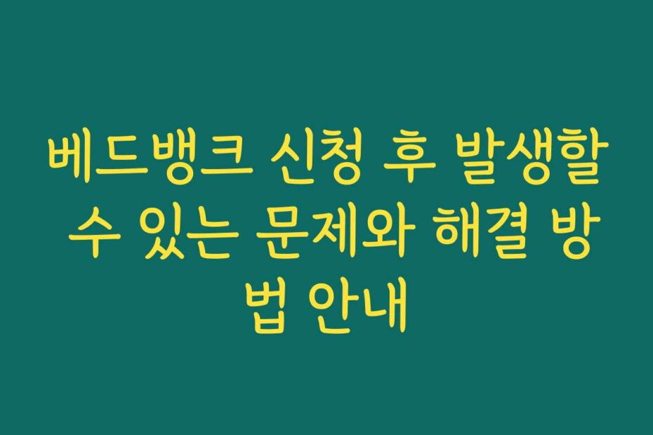 베드뱅크 신청 후 발생할 수 있는 문제와 해결 방법 안내