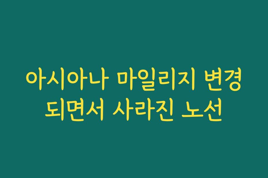 아시아나 마일리지 변경되면서 사라진 노선