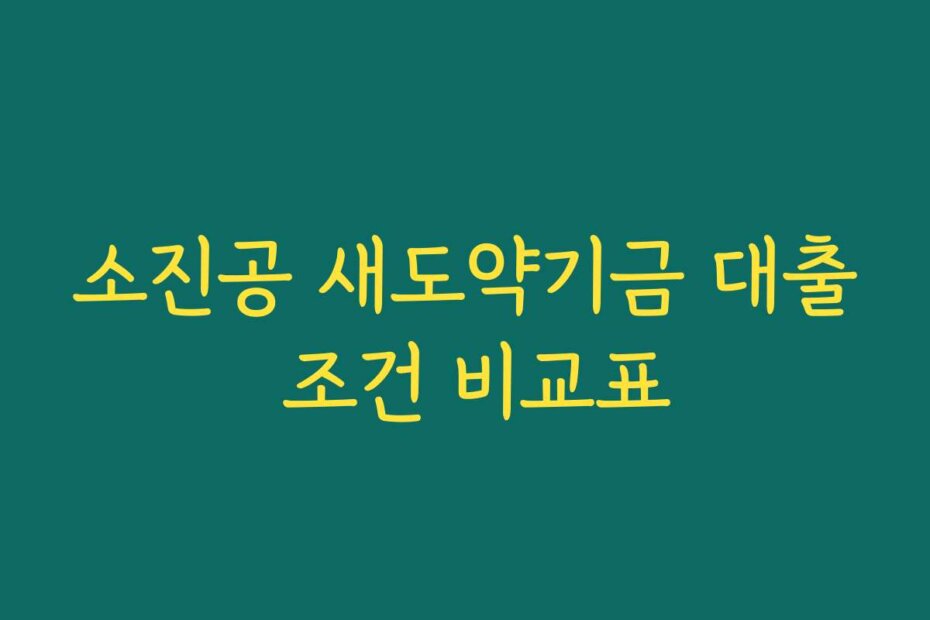 소진공 새도약기금 대출 조건 비교표