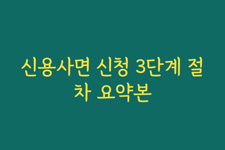 신용사면 신청 3단계 절차 요약본