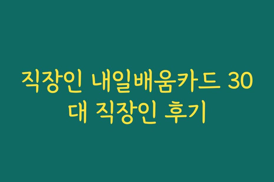직장인 내일배움카드 30대 직장인 후기