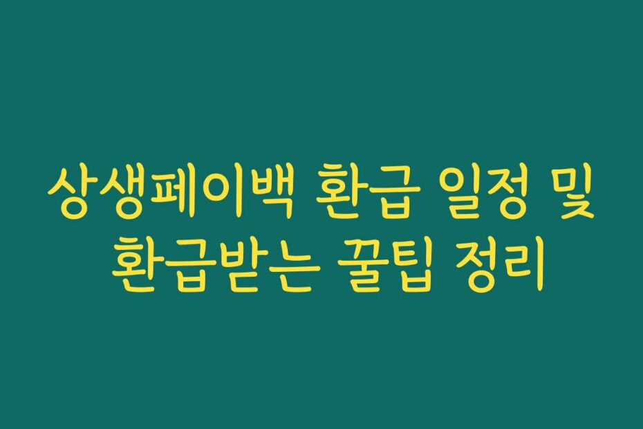 상생페이백 환급 일정 및 환급받는 꿀팁 정리