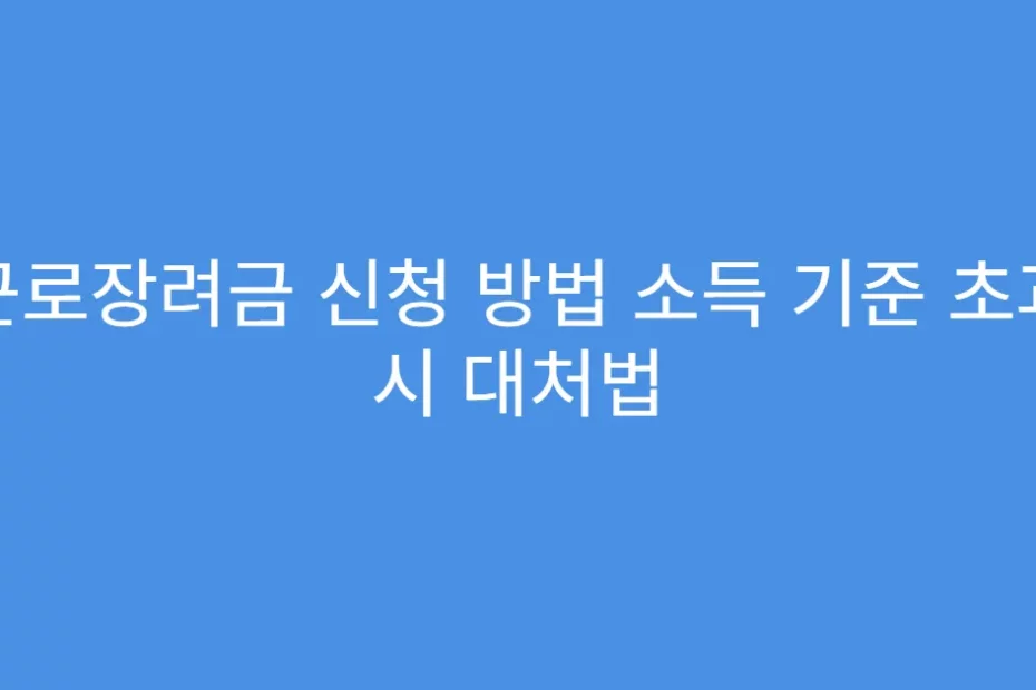 근로장려금 신청 방법 소득 기준 초과 시 대처법